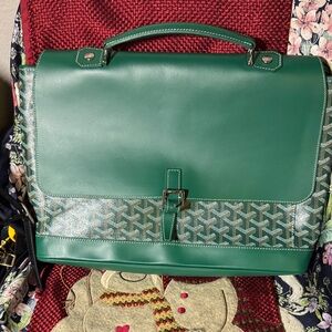 Goyard Emerald and Silver Laptop Bag